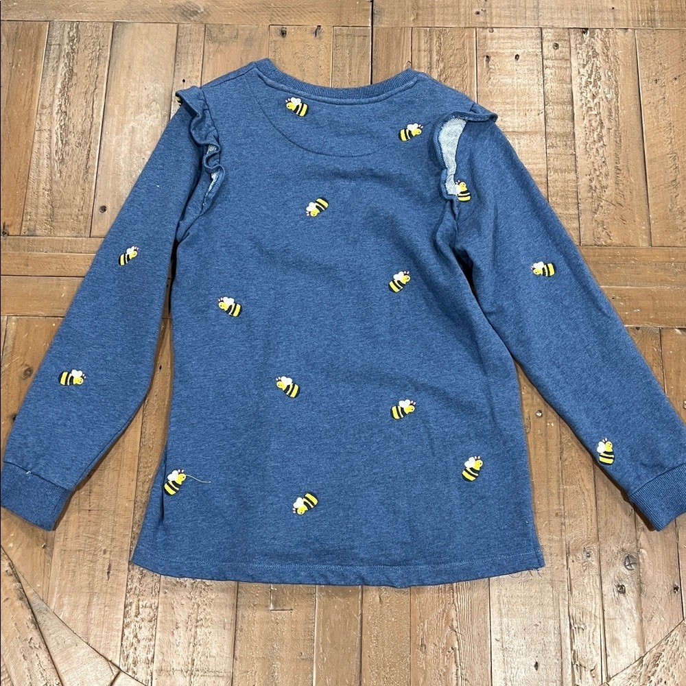 Mini Boden bumble bee embroidered tunic sweatshirt 11-12 years blue embroidered - Picture 6 of 6